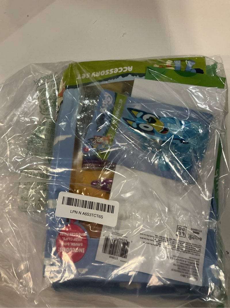 Condition photo showing Good Condition for Bluey Hair Accessories Set - Bundle with Hair Ties, Claw Clip, Brush, Barrettes, Stickers, and More | Bluey Accessories for Girls, Kids