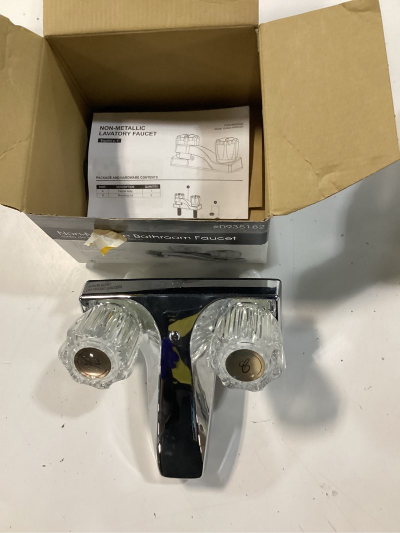 Condition photo showing Good Condition for project source chrome 4-in centerset 2-handle watersense bathroom sink faucet