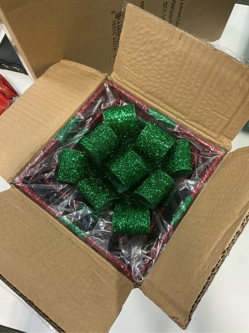 Condition photo showing New/Like New for Christmas Decorations, 3-Piece Set, Box Ornaments with Bows, Illuminates Christmas Tree Skirts. Suitable for Indoor, Courtyard, and Outdoor Lawn Decorations. Christmas colors
