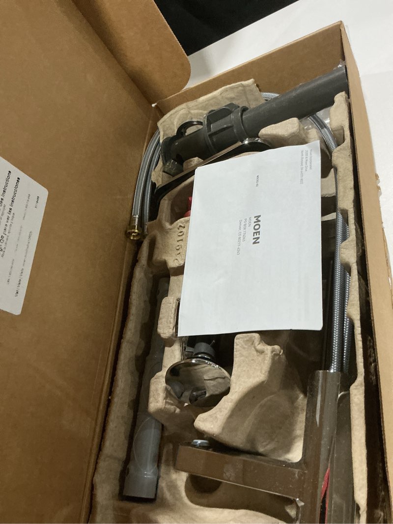 Condition photo showing As Is for Moen Laris Chrome One-Handle Single Hole Modern Bathroom Sink Faucet with Optional Deckplate and Spring Loaded Drain Assembly, 84014 1 Handle One Handle