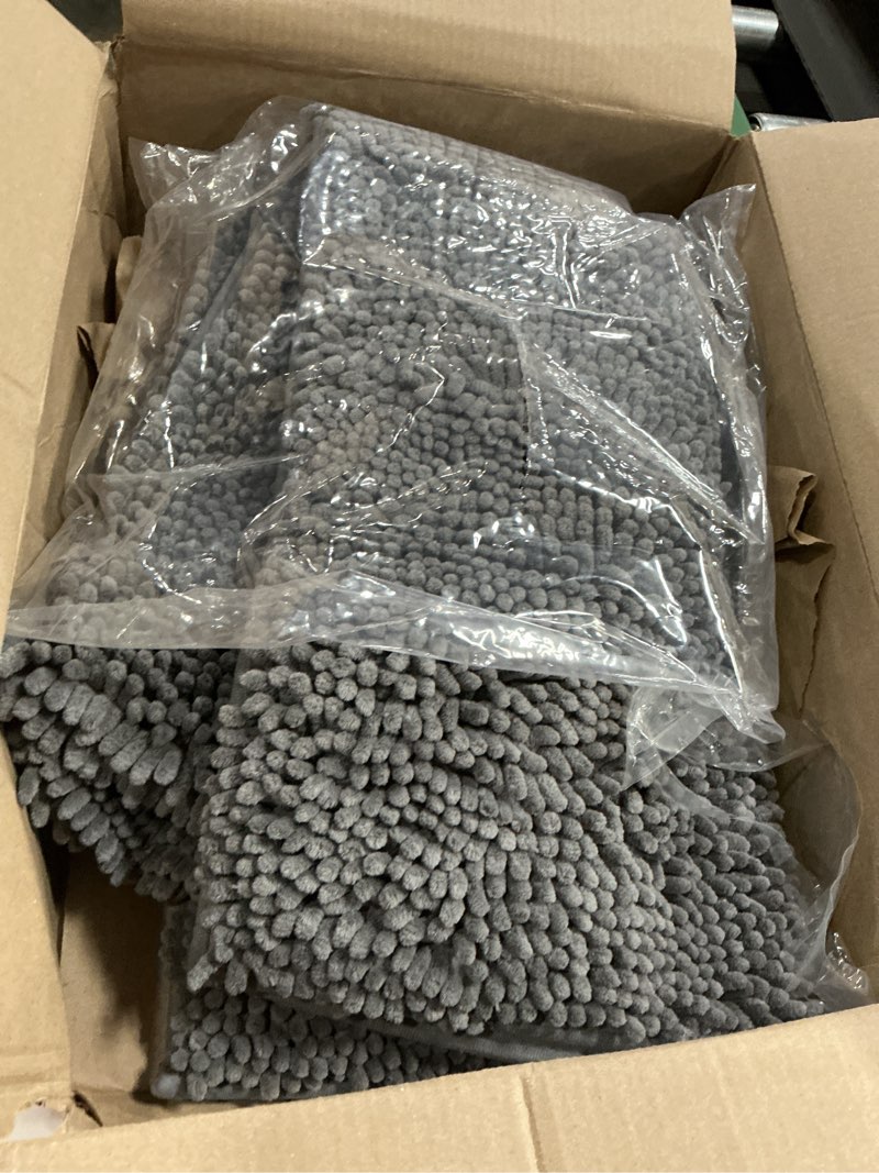 Condition photo showing Good Condition for Muddy Mat® | Super Absorbent Door Mat Indoor, Microfiber Quick Dry Chenille Entryway Rug, Non-Slip Front Door Mat, Indoor Mats for Entryway, Machine Washable Pet Rug, Grey 24"x72" Grey 24" x 72"