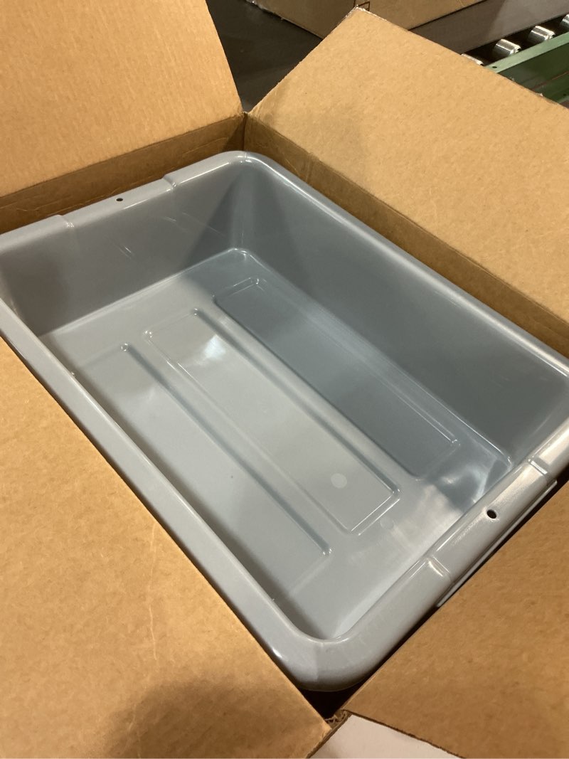 Condition photo showing Good Condition for Rubbermaid Commercial Products Standard Bus/Utility Box, 4.6-Gallon, Gray, Plastic, Heavy Duty Restaurant Wash Basin/Dish Washing Tub for Kitchen Organization/Storage Undivided 4.6 Gallon Gray