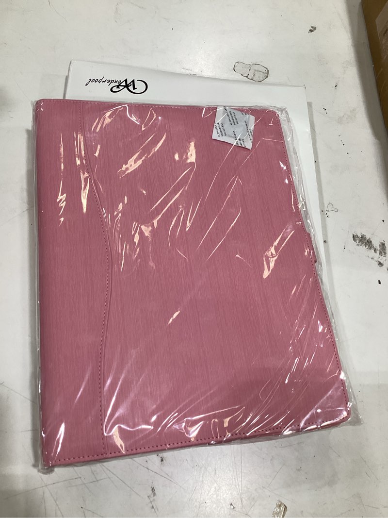 Condition photo showing New/Like New for wonderpool a4 pu leather portfolio holder ring file document case with removable binder clipboard, multi pocket and legal pad for business organizer interview and meeting (pink)