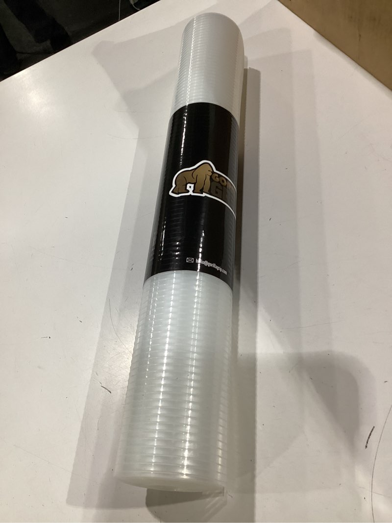 Condition photo showing New/Like New for gorilla grip non adhesive, waterproof, durable ribbed drawer liner, 20x20, easy to trim, reusable, strong grip liners for drawers, kitchen cabinets, desk storage, shelf organization, clear
