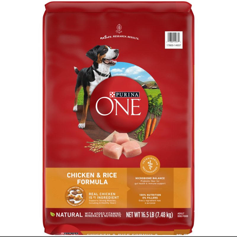 best by: 12/26 purina one chicken and rice formula dry dog food - 16.5 lb. bag