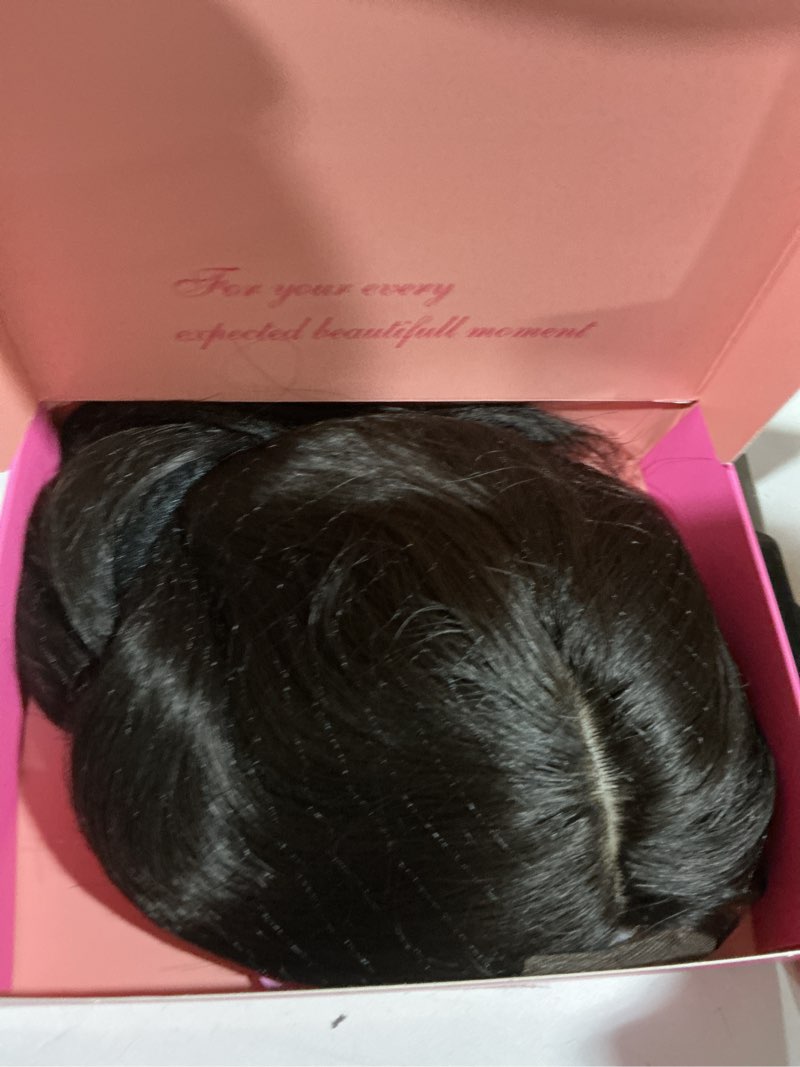 Condition photo showing As Is for 16 inch wavy hair topper for women with thinning hair full coverage natural blending easy to wear seamless fit hair pieces for daily & party use dark brown