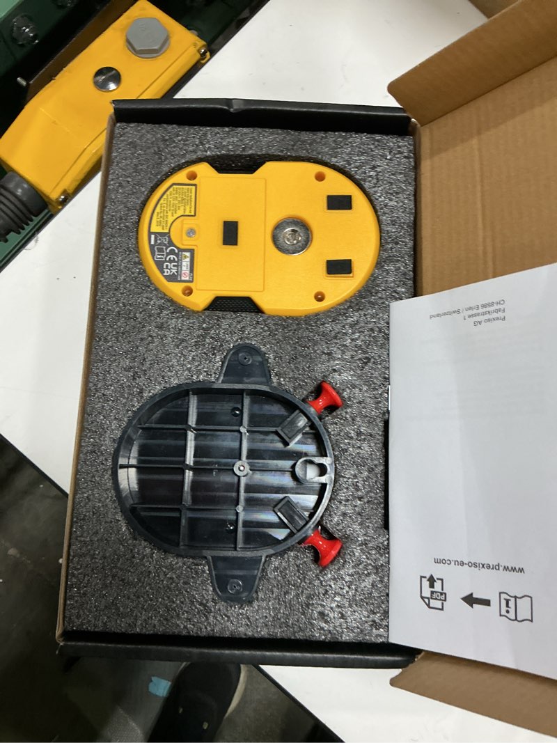 Condition photo showing Good Condition for prexiso multi surface laser level led light vial, 30ft horizontal & vertical line laser with wall mount base, 2 pins, 10 sticker, 2 aa batteries for hanging frames & picture, construction wall writing
