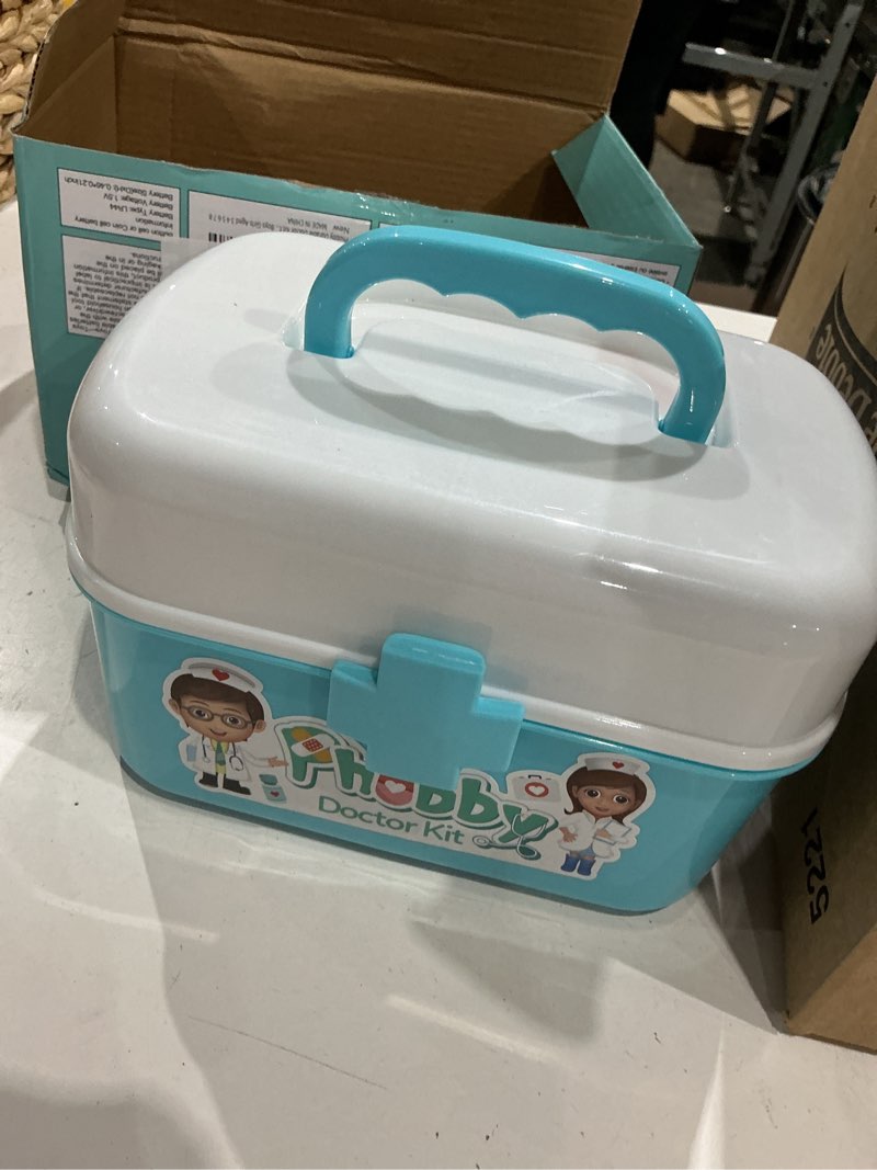 Condition photo showing Good Condition for phobby durable doctor kit for kids, 27 pcs deluxe pretend play medical kit toy with real stethoscope, doctor toys for toddlers boys girls aged 3 4 5 6 7 8 blue doctor box
