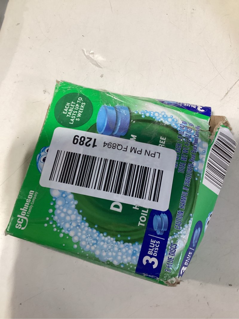 Condition photo showing Good Condition for scrubbing bubbles continuous clean toilet drop-ins, automatic blue toilet bowl cleaner, septic-safe tank tablets remove hard water minerals & limescale, stain & smell protection, 3 count (pack of 1)