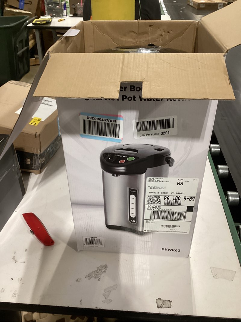 Condition photo showing Good Condition for NutriChef 5.2 Qt Electric Water Kettle, Portable, Quick Heating, 5 Liter Digital Kettle with 5 Temperature Settings, Safety Lock, Stainless Steel, 3 Dispensing Options, 8.46" x 11.2" x 16.5" 5.3 Quarts