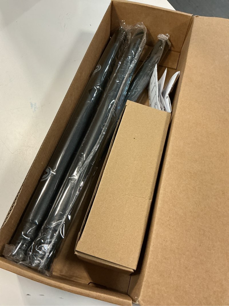 Condition photo showing Good Condition for 32" to 120"curtain rods for windows, 1 inch industrial curtain rod, adjustable wrap around black curtain rods, black industrial indoor/outdoor curtain rod