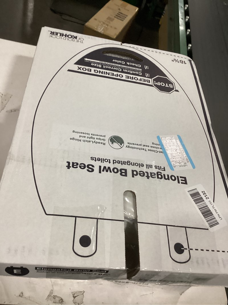 Condition photo showing New/Like New for kohler 4636-rl-0 cachet readylatch elongated toilet seat slow close, soft close toilet seat quiet lid, contoured grip-tight bumpers installation hardware, apartment essentials, white white elongated ready latch