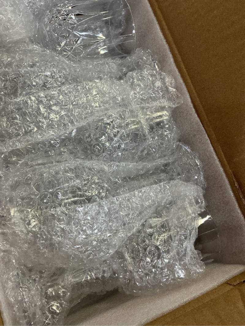 Condition photo showing New/Like New for teruntrue 24 pcs clear plastic wine glasses vintage wine glass for parties crystal plastic goblets drinking glasses reusable drinkware for wedding, valentine’s day, parties, grand event clear 24