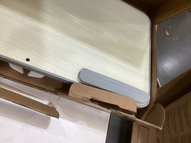 Condition photo showing As Is for amazon basics portable foldable adjustable laptop stand tray table lap desk for bed and couch, fits up to 17-inch laptop, 12"x20", cream medium