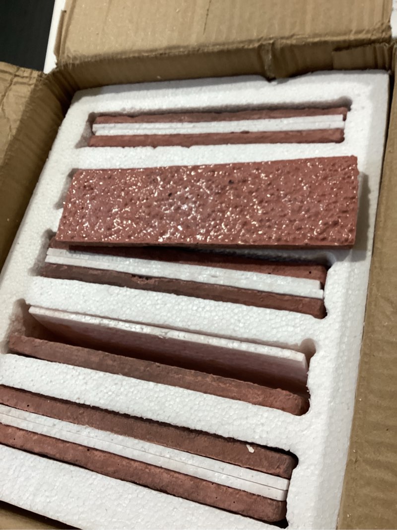 Condition photo showing Good Condition for 40 pcs red thin wall brick veneers, 2.4" x 7.9" for kitchen backsplash, living room, fireplace, interior and exterior wall decoration (7 sq.ft) 1
