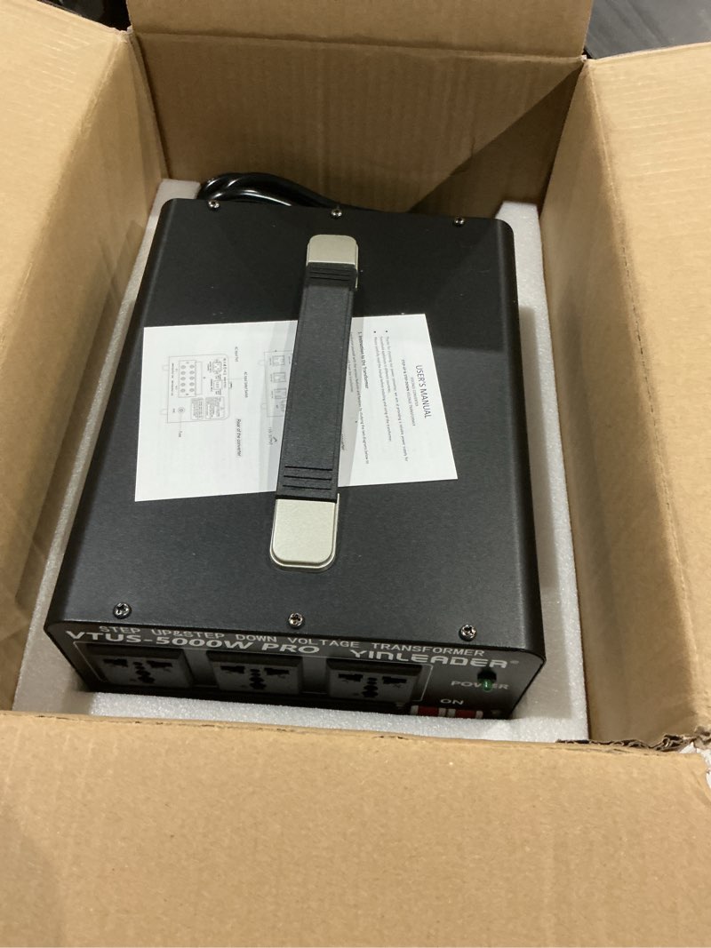 Condition photo showing As Is for yinleader 5000w pro voltage transformer converter step up/down ac 110v/120v to 220v/240v or 220v/240v to 110v/120v power converter w/us standard power cord,circuit breaker protection