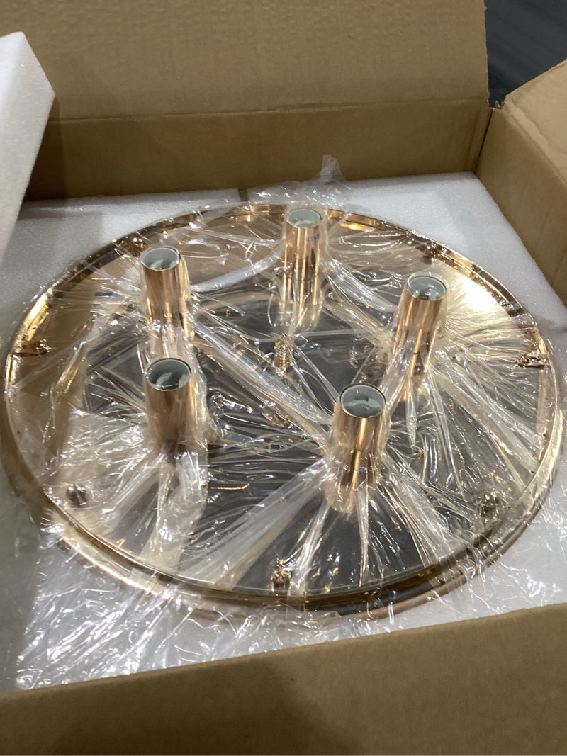 Gopmmy 15.7 Inch Crystal Chandelier Gold,Modern 5-Lights Crystal Flush Mount LED K9 Chandeliers Ligh