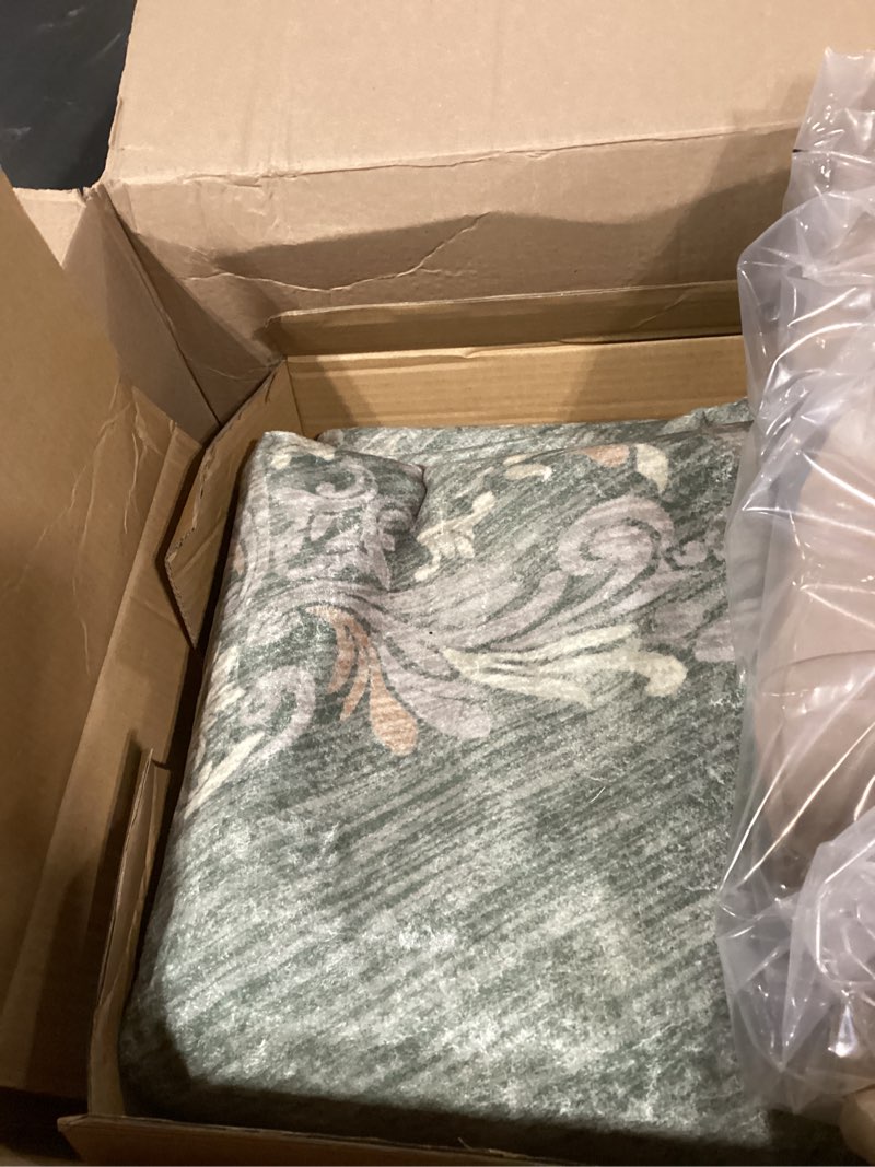 jinchan Round Rug 7ft Area Rugs, Vintage Floral Distressed Design Machine Washable Soft Non-Slip Low