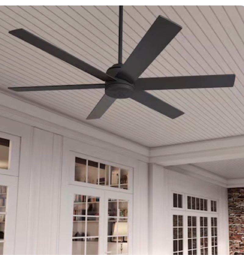 Hunter Lakeway SureSpeed 60-in Matte Black with Matte Black Blades Covered Outdoor Ceiling Fan
