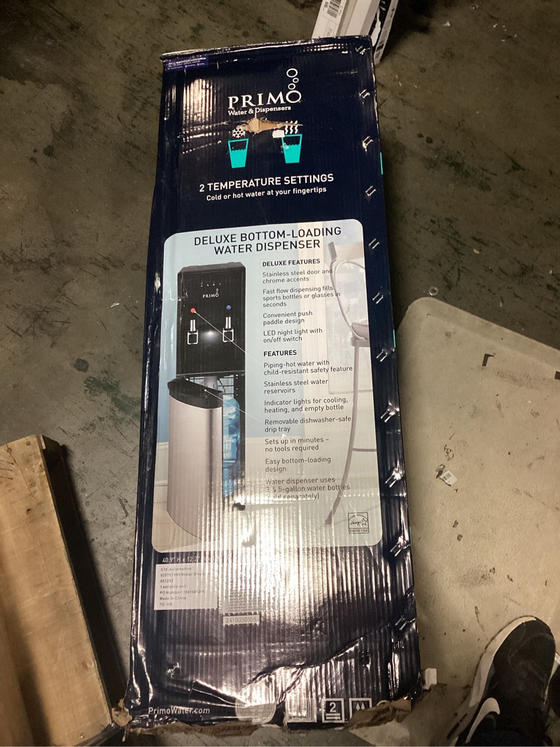 Condition photo showing As Is for primo water® bottom loading classic 2 temp water dispenser