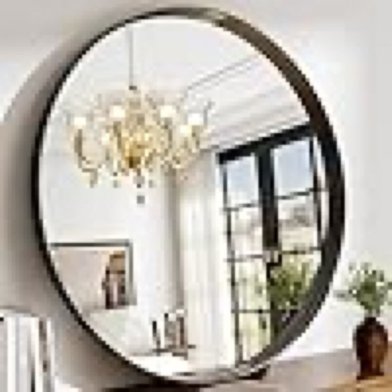(similar )round bathroom mirror - wall mounted circle mirror with metal frame, modern mirror suitable for bathroom, vanity, entryway, living room, wall decor,black