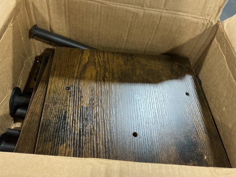 Condition photo showing As Is for SONGMICS Clothes Rack with Wheels, Clothing Rack for Hanging Clothes, 38.8 Inches Metal Garment Rack with Shelf, Loads up to 110 lb, for Bedroom, Closet, Rustic Brown and Ink Black UHSR151B01