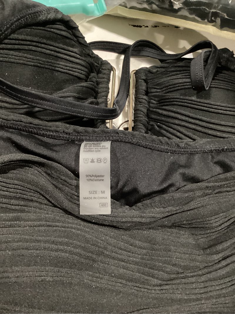 Condition photo showing Good Condition for herseas 2 piece bikini set u-wire cutout popular swimsuit high waisted textured 2026 summer beach swim bathing suits medium black