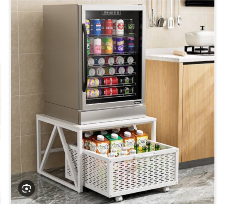 Urban Deco Mini Fridge Stand with Storage, Heavy Duty Fridge Cart with Drawer Basket, Mini Refrigerator Table for 220 LBS, Mobile Fridge Stand with Swivel Wheels for Dorm,Office,Home,Retro Brown Brown-WW