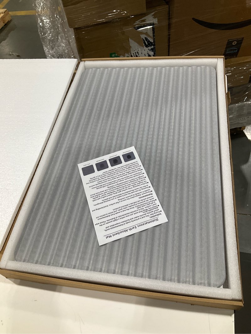 Condition photo showing As Is for Stone Drying Mat for Kitchen Counter,Wavy Dish Drying Mat Instant Water Absorption,Fast Dry,non-slip,Heat-Resistant,Large Stone Drying Mat for Dishes and More (light gray, 23.6*15.3in) Light Gray 23.6" x 15.3"