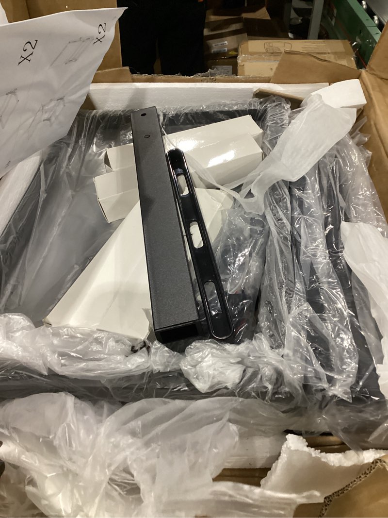 Condition photo showing As Is for incomplete folding tv tray table,tv dinner tray table,adjustable height tv trays for eating on couch,c shaped end table with tablet and phone slots,foldable side table&laptop desk for sofa&bedside&recliner black 1pcs