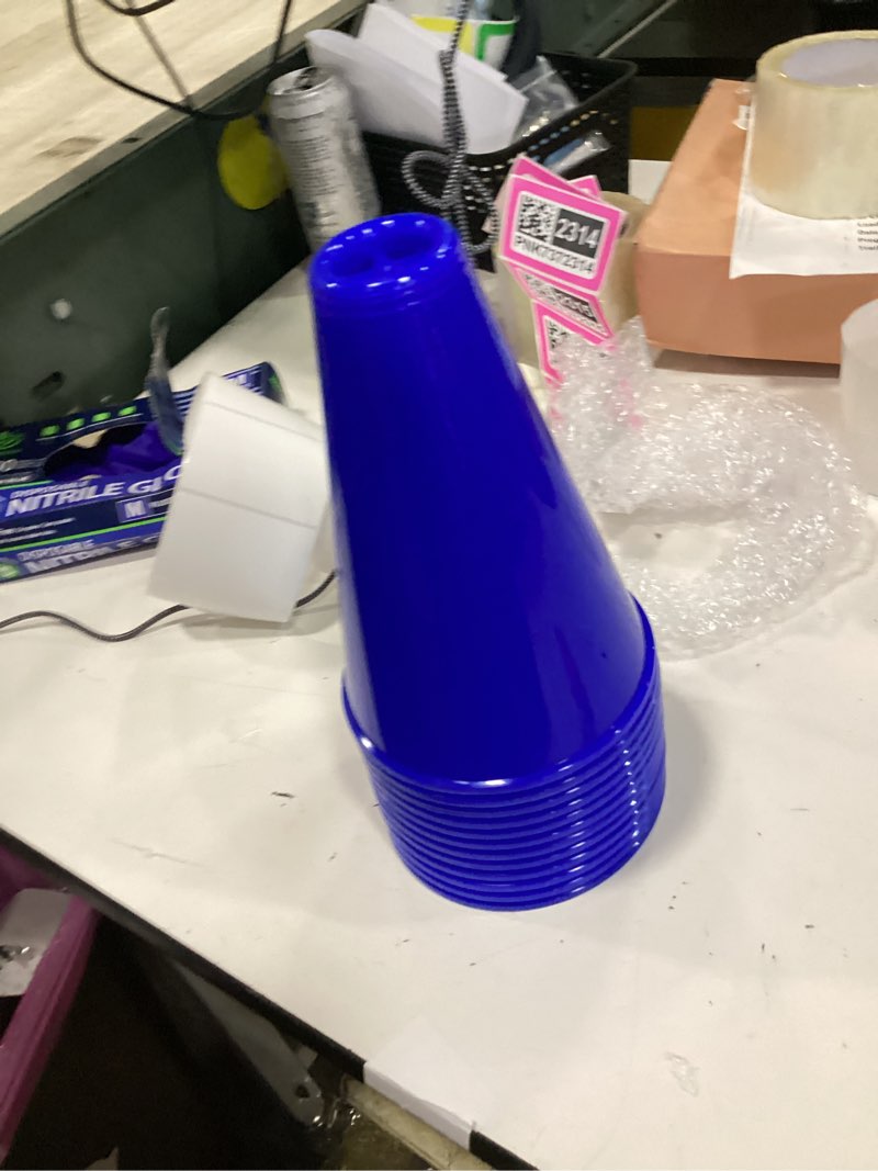 Condition photo showing Good Condition for woanger 12 pcs cheer megaphone for party favors sports cheers party noisemaker diy plastic megaphone for sports match mardi gras outdoor activities (blue) blue 12