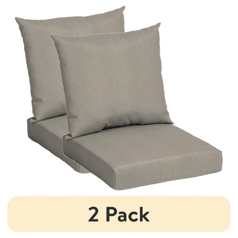 (2 pack) Mainstays Solid Tan 45 x 22.75 in. Outdoor 2-Piece Deep Seat Cushion