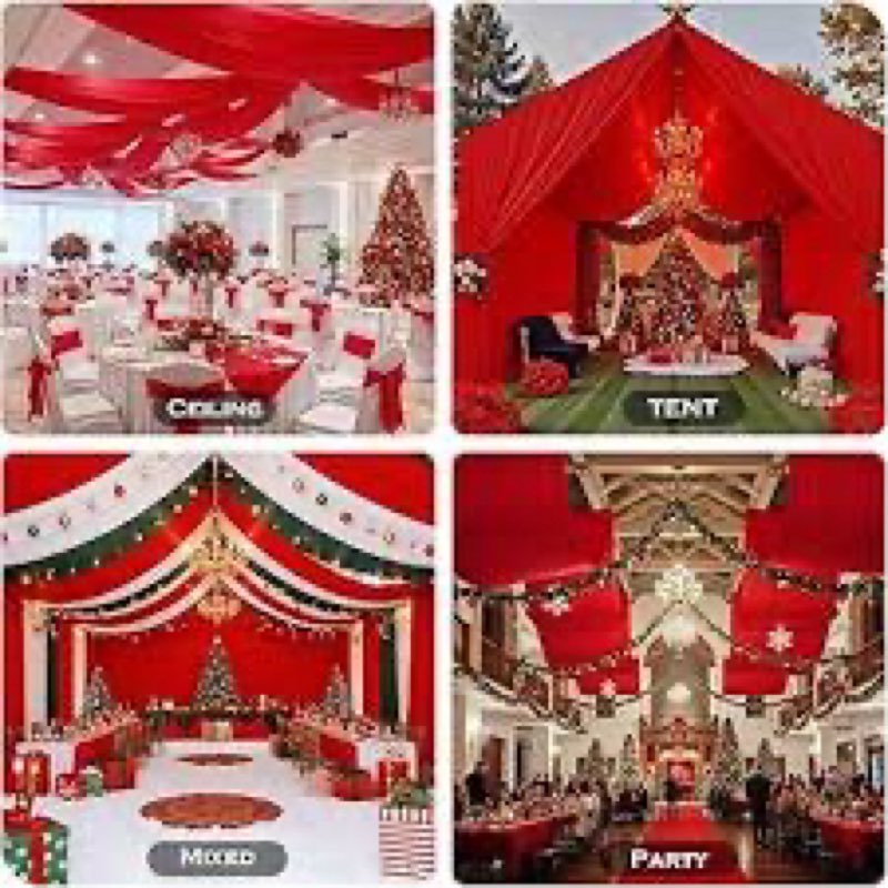 partyvillage 10 panels 5ftx20ft red ceiling drapes for valentine’s day decoration – 20 ft extra long thick polyester wrinkle-free drapery tent decor decorations for birthday party ceremony stage swag 60"w x 240"l (pack of 10) red