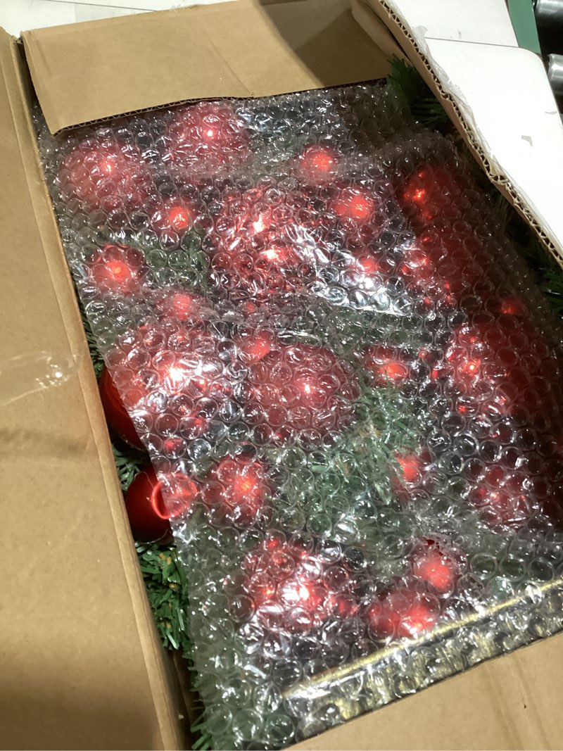 Condition photo showing New/Like New for MARTINE MALL Pre-Decorated 3FT Small Christmas Tree with 50 LED String Lights, Artificial Mini Tabletop Christmas Tree Cute Little Xmas Trees with Red Hanging Ornaments for Home Small Space Holiday