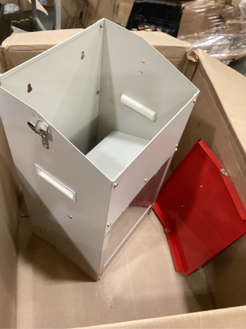 Condition photo showing Good Condition for automatic dog feeder large breed outdoor & indoor galvanized dog food dispenser 15lbs wall mountable gravity pet food station auto feeder self feeding with clear door for puppy, dog, cat