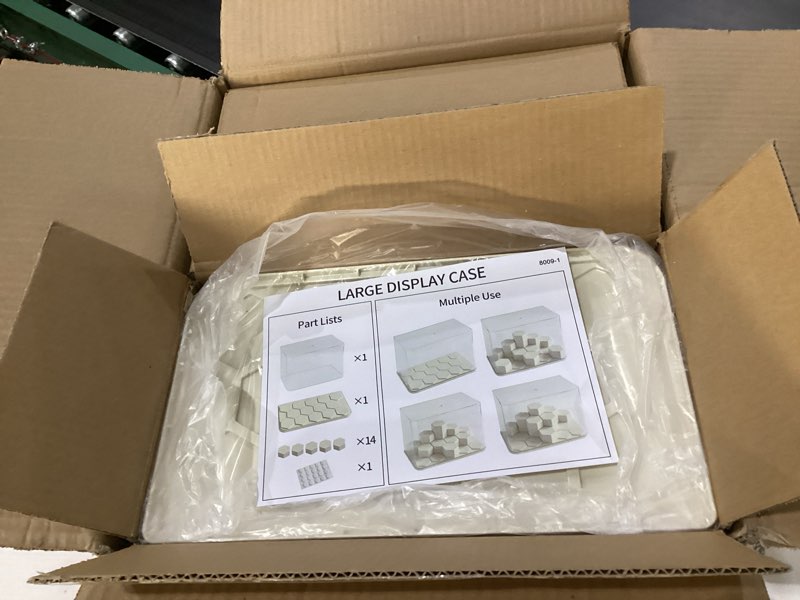 Condition photo showing New/Like New for Yesesion Stackable Display Cases for Collectibles Under 8 inches Tall, Plastic Dust-Proof Showcase with 14pcs Cube for Model, Figures, Stone, Toys, Cars, Perfume Stand for Cabinet and Shelf, 2 Pack