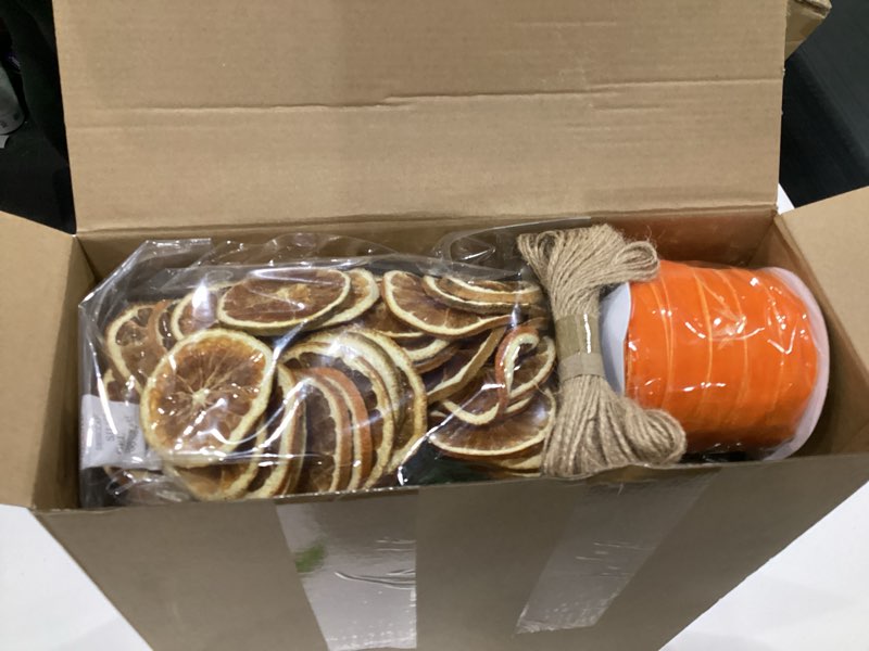 Condition photo showing Good Condition for 16 ft Christmas Artificial Norfolk Garland Real Touch Norfolk Pine Staircase Garland with 50 Pcs Dried Orange Slice 99 ft Velvet Ribbon Realistic Decor for Indoor Outdoor Xmas Stair Mantle Fireplace