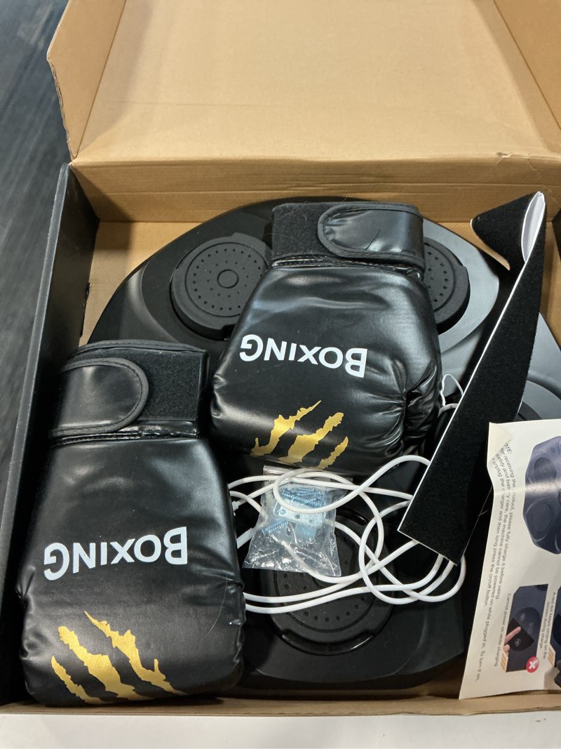 Condition photo showing Good Condition for music boxing machine, interactive punching trainer with boxing gloves, large size wall mounted electronic boxing target for adult kids, 9 modes & 9 speeds black