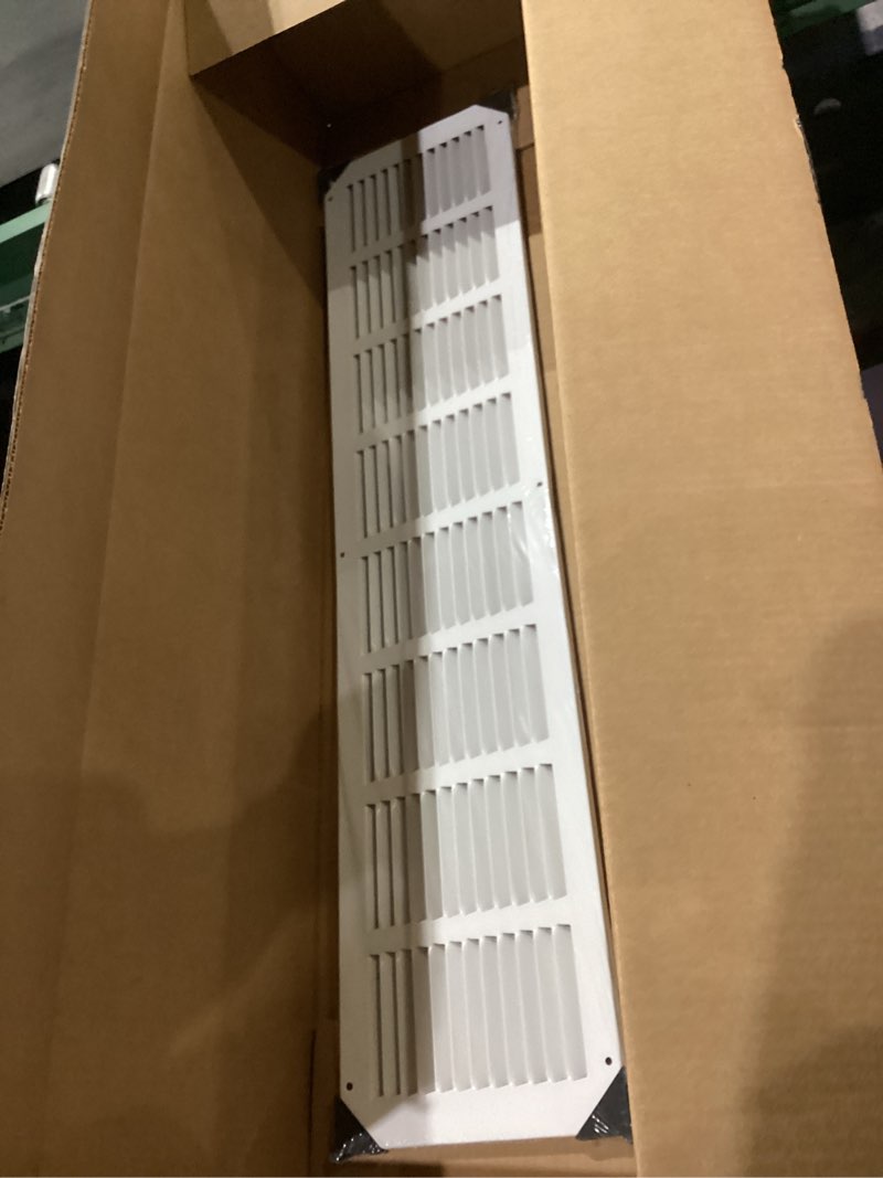 Condition photo showing New/Like New for HVAC Premium 32" x 6" [Duct Opening] Flat Stamped Steel Return Air Grille - Sidewall and Ceiling - HVAC Vent Duct Cover - White [Outer Dimensions: 33.75w X 7.75"h] 32 X 6
