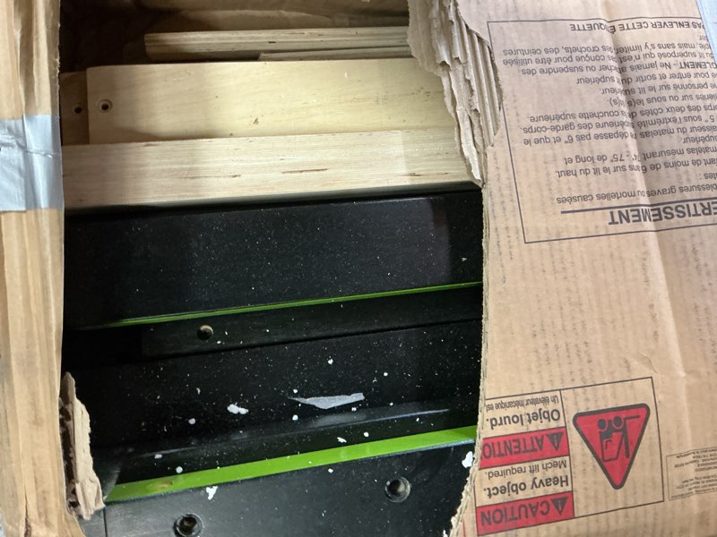Condition photo showing As Is for (pick up 2 box ) full loft bed with led  black lit mezzanine complet avec l  n708p326312g