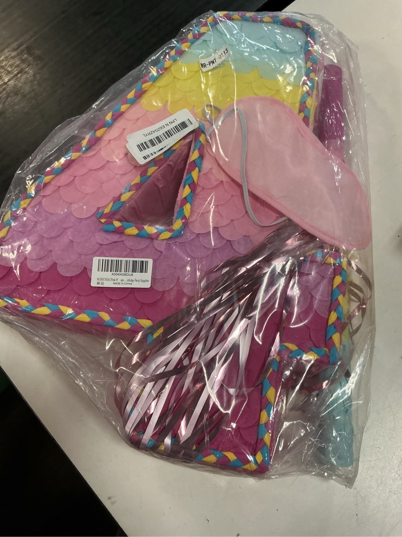 Condition photo showing Good Condition for wernnsai pink sweet four piñata - number 4 piñata happy birthday decoration pink rainbow design party games for girl princess baby shower party favor with blindfold anniversary celebration supplies number 4 pink