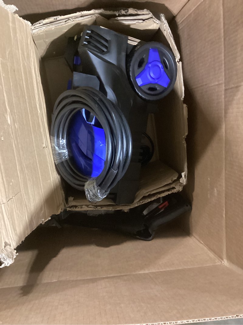 Condition photo showing As Is for Pressure Washer, Power Washer with 4 Quick Connect Nozzles, High Pressure Cleaning Machine with Foam Cannon for Cars/Fences/Driveways/Patios/Home Cleaning, Blue