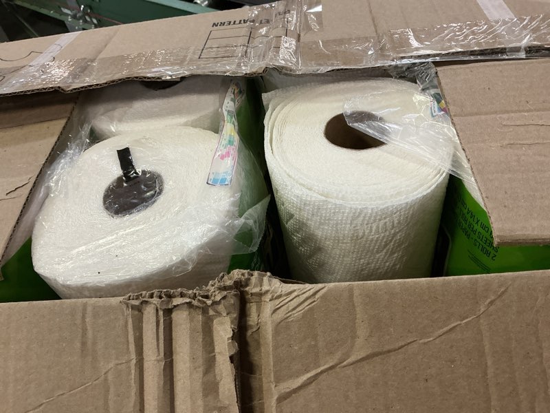 Condition photo showing As Is for Bounty Quick Size Paper Towels, White, 8 Family Rolls Family 8 Rolls (107 Sheets)