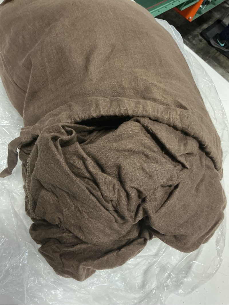 Condition photo showing As Is for european linen sheet set, queen, espresso