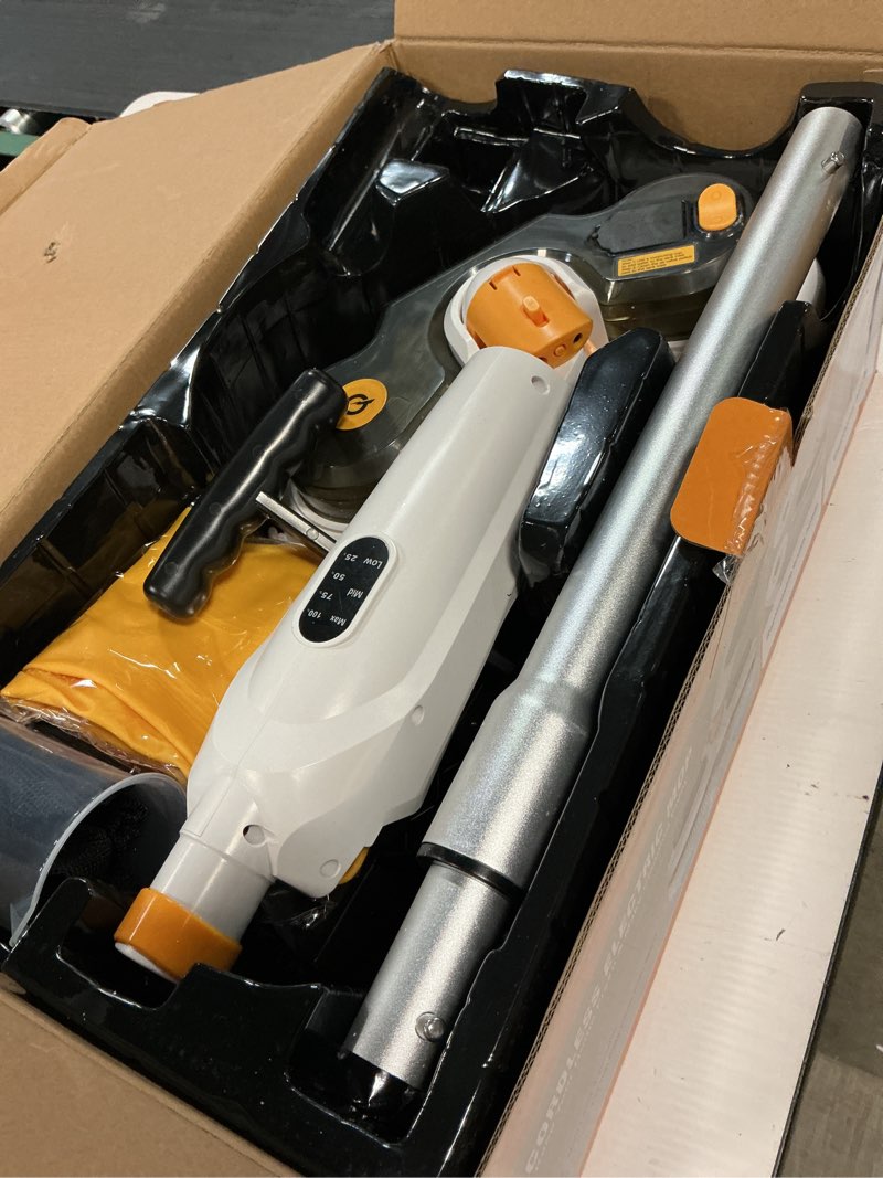 Condition photo showing Good Condition for cordless electric mop for dewalt 20v battery (no battery), 2 in 1 automatic spin mop & electric floor scrubber machine with led light & water spray, 800 rpm rotating electric mops for floor cleaning white yellow