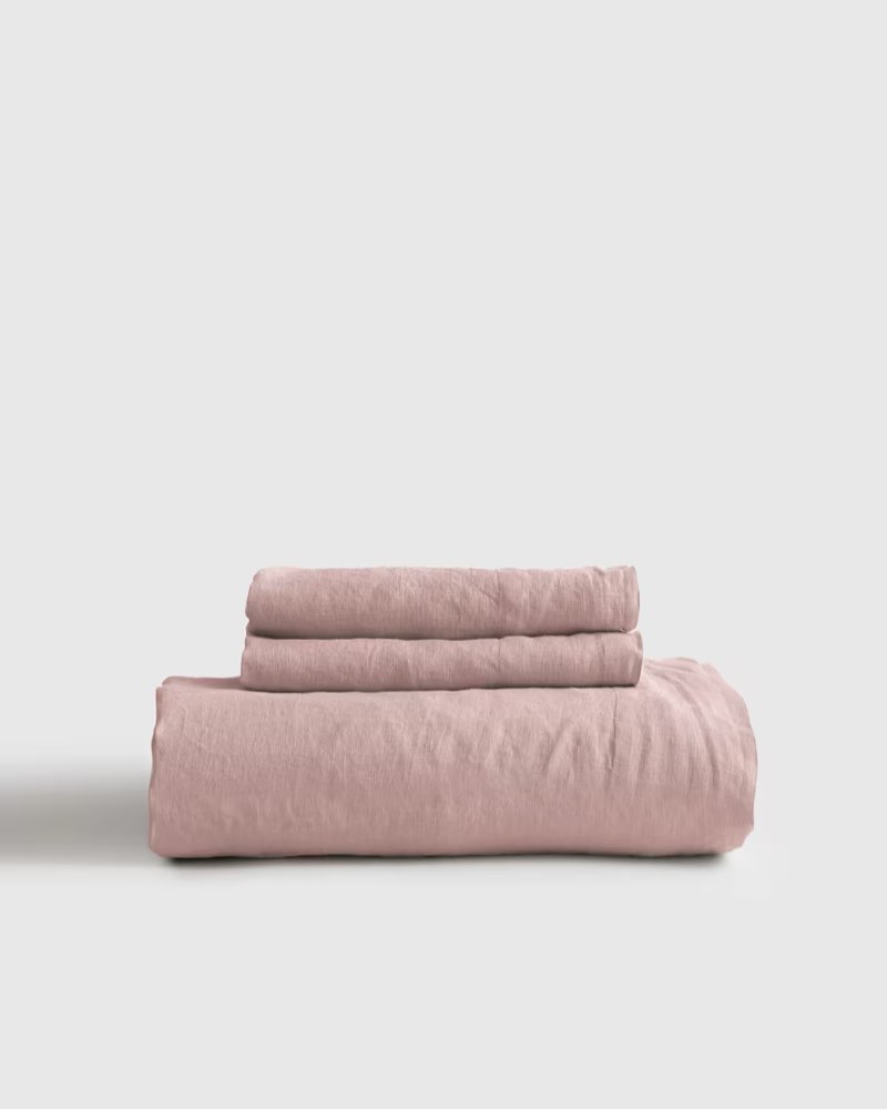 european linen fitted sheet set queen size color dusty mauve