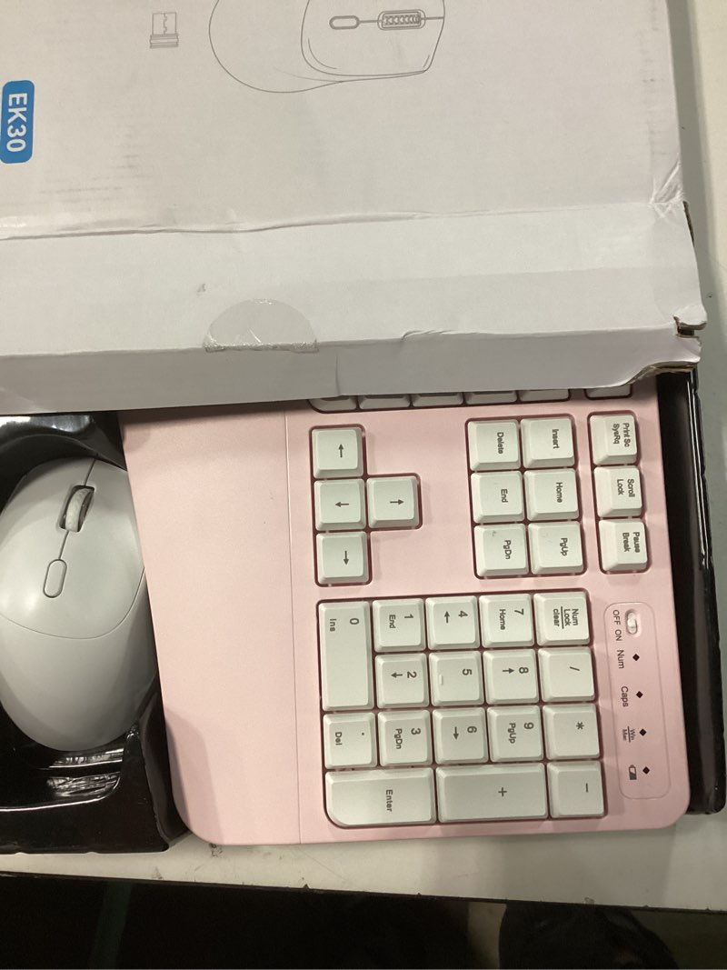 Condition photo showing Good Condition for ergonomic wireless keyboard and mouse combo, wave keys keyboard with wrist rest for natural typing, 3 dpi adjustable ergonomic silent mouse for computer/laptop/windows/mac (pink)