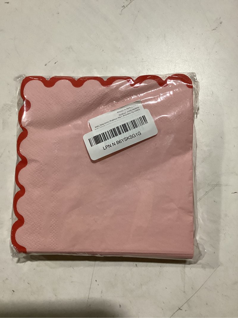 Condition photo showing New/Like New for 50 Pcs Pink Red Luncheon Napkins Disposable Paper Napkin Scalloped Decorative Dessert Dinner Hand Napkin for Valentine' s Day Wedding Home Party Table Supplies Decor