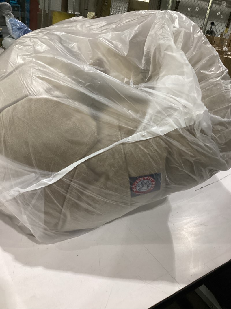 Condition photo showing Good Condition for similar to stock photo!!! majestic pet 24 inch bagel calming dog bed washable – cozy soft round dog bed with spine support for dogs to rest their head - fluffy donut puppy mat 24x19x7 (inch) small – tan palette heathered tan small