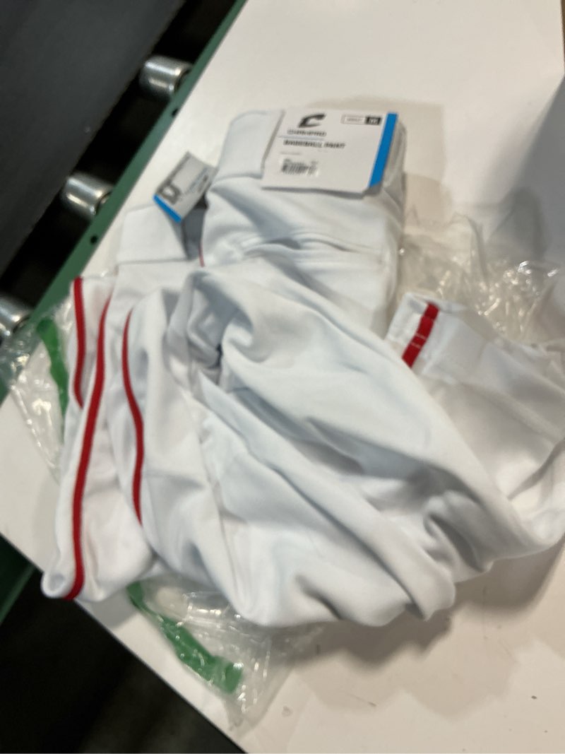 Condition photo showing Good Condition for champro men's triple crown 2.0 open bottom baseball pants with braid medium white, scarlet